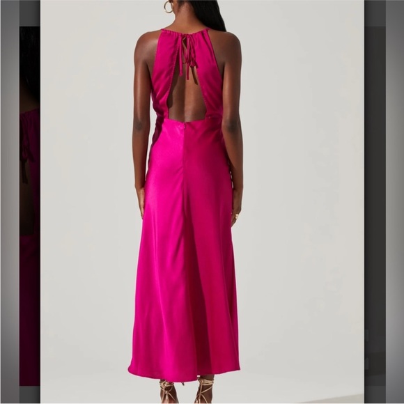 ASTR Fuchsia Ruched Bust Open Back Hot Pink Formal Dress - Picture 2 of 9